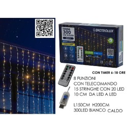 General Trade - Tenda M.LED 150 x 200 cm - 300 LED Bianco Caldo