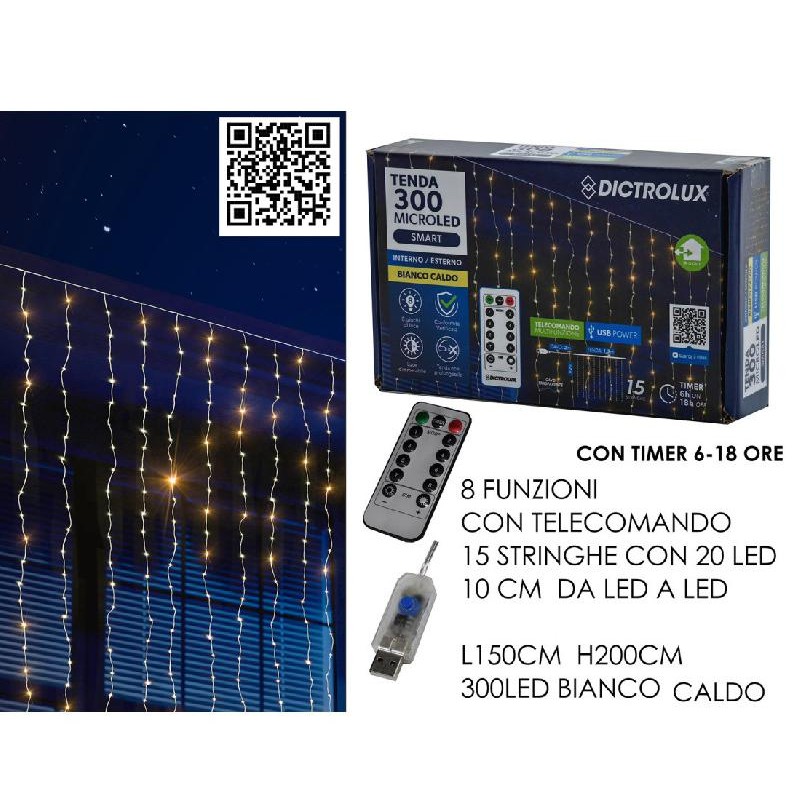 General Trade - Tenda M.LED 150 x 200 cm - 300 LED Bianco Caldo