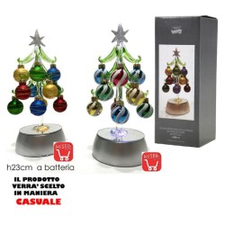 General Trade - Albero Decorazione Natalizia con 12 Palle Luminose in Vetro Soffiato h 23 cm