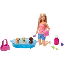 Barbie - Doll/Pets - Puppy Bath Time playset, bambola barbie bagnetto cuccioli, POS210068