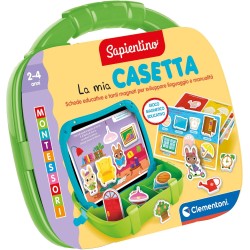 Clementoni - Sapientino Valigetta Casetta Gioco Educativo Montessori 2 Anni per Imparare Nuove Parole, Lavagna Magnetica e Tesse