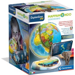 Clementoni - Sapientino Esploramondo Luminoso - Globo Interattivo Parlante, Mappamondo Bambini, Gioco Educativo 7 Anni, Elettron