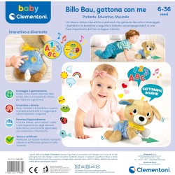 Clementoni - Baby Cagnolino Gattona Con Me - Peluche Interattivo Parlante Italiano, Canzoncine e Filastrocche, Gioco Bambini 6 M