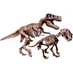 Clementoni - Scienza e Gioco Lab - Archeogiocando T-Rex e Smilodon 2 in 1, Gioco Scientifico 6+ Anni, Fossili Dinosauri da Scava