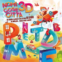 Clementoni - Giochi da Tavolo Bambini - Nomi, Cose, CittÃ  3D - Carte da Gioco, Giocare in Famiglia, Sfida sulle Parole, Regalo 