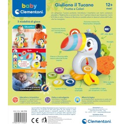 Clementoni - Baby Giuliano Il Tucano Frutta Centro attivitÃ  Gioco Educativo 1 Anno, Prima Infanzia, Becco Come Lampada Luminosa