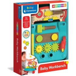 Clementoni - Baby Workbench-Banchetto Lavoro Attrezzi in Legno, Tavolino Bambini con Martello e Cacciaviti, Gioco Montessori 1 A