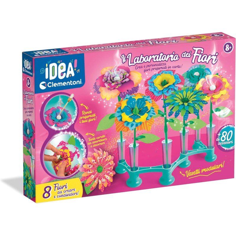 Clementoni Idea - Fragrant Flowers - Gioco Creativo per Realizzare Fiori Finti in Carta Colorati e Personalizzabili, Fragranze P