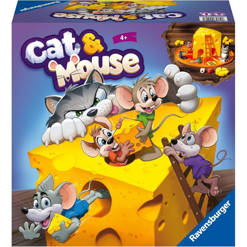 Ravensburger - Cat &amp; Mouse, Gioco da Tavolo per Tutta la Famiglia, 2-4 Giocatori, Idea Regalo per Bambino e Bambina 4+ Anni,