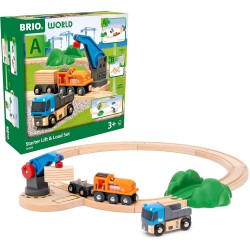 BRIO World - Starter Set Solleva e Carica, Set Costruzioni Trenino in Legno da 14 Pezzi, Giocattolo per Bambino e Bambina 3+ Ann