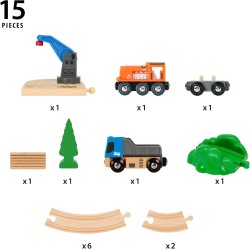 BRIO World - Starter Set Solleva e Carica, Set Costruzioni Trenino in Legno da 14 Pezzi, Giocattolo per Bambino e Bambina 3+ Ann