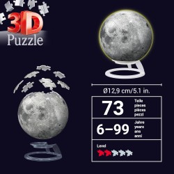 Ravensburger - Puzzle 3D, Luna Glow in the Dark, Costellazioni, per Adulti e Bambini 6+ Anni, Idea Regalo, 72 Pezzi, Include Sup