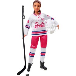 Mattel - Barbie - Giocatrice di Hockey, Bambola Curvy Sport Invernali Alta 30+ cm, con Maglia Sportiva e Accessori, Casco, Basto