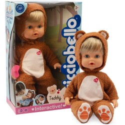 Giochi Preziosi - Cicciobello Teddy Bear - Bambola Alta 42 Cm Interattiva,Indossa Tutina Da Orsetto E Piange Davvero, Include Ci