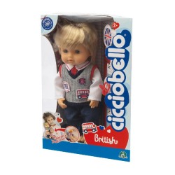 Giochi Preziosi - Cicciobello British 30 Cm Vestito Con Abiti Da College Inglese Con Patches Per Personalizzarlo, CCBG3000