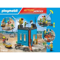 PLAYMOBIL - Action Heroes Promo Pack 71650 Cantiere, con tre personaggi, gru mobile e tanti accessori inclusi, PM71650