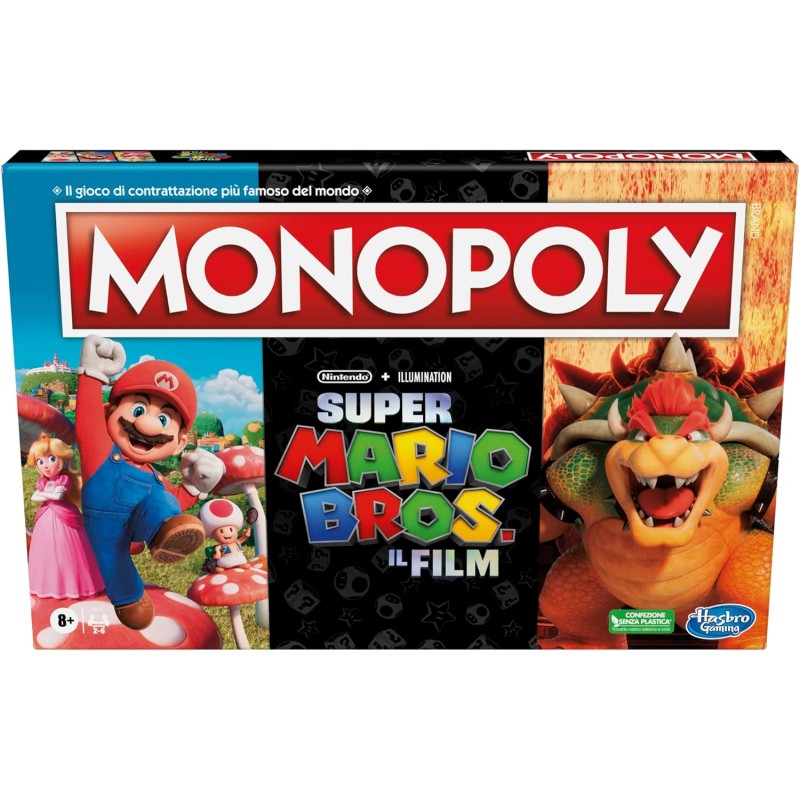 Monopoly - Super Mario Bros Edizione ispirata al film, gioco da tavolo per bambini e bambine, contiene la pedina di Bowser