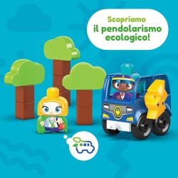 Mega Bloks - Green Town Bus Ecologico Amici Bio - Costruzioni per Bambini - 35 Blocchi - 2 Personaggi da Costruire - Regalo per 