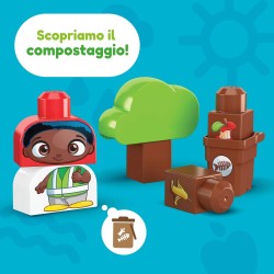 Mega Bloks - Green Town - Squadra Raccolta Differenziata Amici Bio, Set da Costruzione con 18 Grandi Blocchi, tra Cui Pezzi Spec