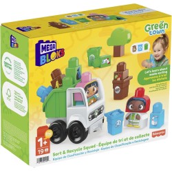 Mega Bloks - Green Town - Squadra Raccolta Differenziata Amici Bio, Set da Costruzione con 18 Grandi Blocchi, tra Cui Pezzi Spec