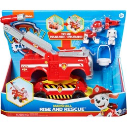 Paw Patrol - Veicolo trasformabile Rise And Rescue con Personaggio Chase o Marshall e Accessori, Giocattoli per Bambini dai 3 An