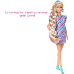 Barbie - Super Chioma Bambola con Abito a Stelle, Capelli Fantasia Lunghi 21,6cm, Abito, 15 Accessori alla Moda - 8 con Effetto 