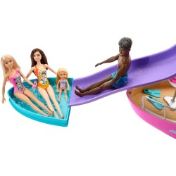 Mattel - Barbie - Barca dei Sogni, Playset con piscina, scivolo, un delfino e 20+ accessori, giocattolo per bambini, 3+ anni, HJ