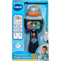 VTech - Microfono Magic Show, Microfono Karaoke per Bambini con 15 Canzoni, 5 Filtri Vocali Divertenti, Microfono Bluetooth, Reg