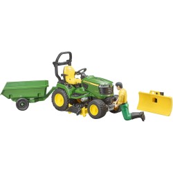 BRUDER 62104 - John Deere Trattorino tosaerba con rimorchio