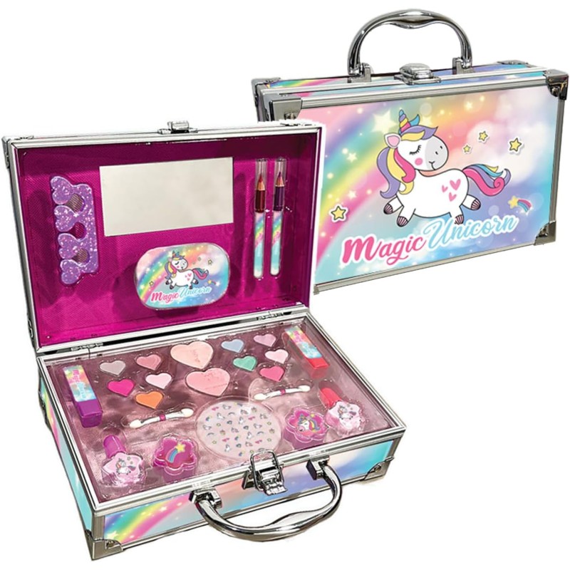 Nice Group - Magic Unicorn Case Make Up, Valigetta con Specchio e Set di Trucchi per Bambini, 16011