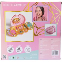 Nice Group - Pink It Double Heart Make Up, 1 Cofanetto di Trucchi a forma di Cuore con Ombretti, Lucidalabbra, Blush per Bambini