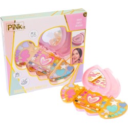 Nice Group - Pink It Double Heart Make Up, 1 Cofanetto di Trucchi a forma di Cuore con Ombretti, Lucidalabbra, Blush per Bambini