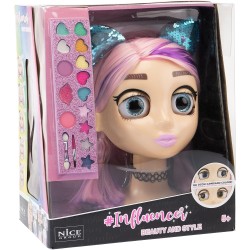 Nice Group - Influencer Make Up Doll, Testa da Truccare e Pettinare con Occhi Cambia Colore per Bambine Influenzare Trucchi, 920