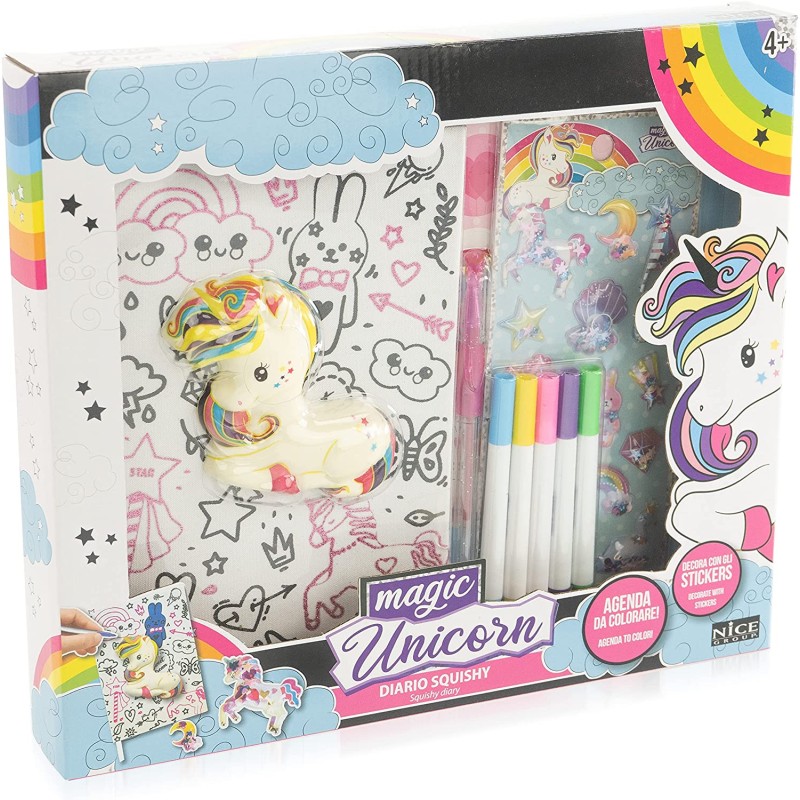 Nice Group - MAGIC UNICORN Diario Morbido Squishy da Decorare con Stickers - NICE02058