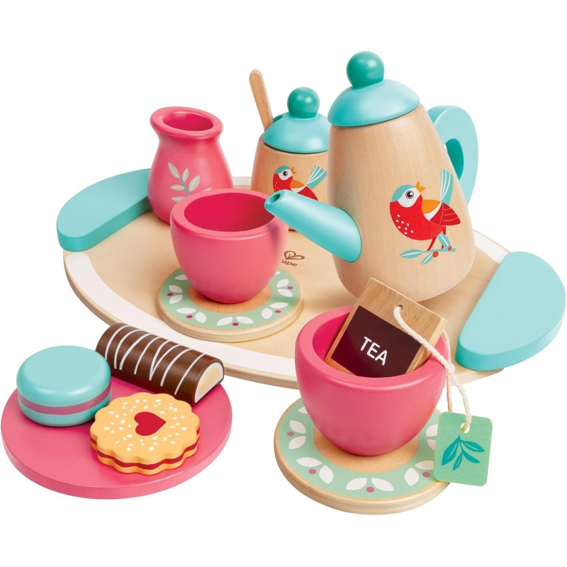 Hape - Servizio da tÃ¨ per bambini in legno, accessori da cucina, gioco di ruolo, dai 24 mesi in su, HAPE3207