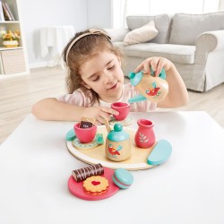 Hape - Servizio da tÃ¨ per bambini in legno, accessori da cucina, gioco di ruolo, dai 24 mesi in su, HAPE3207