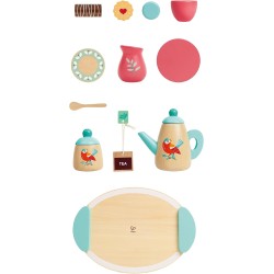 Hape - Servizio da tÃ¨ per bambini in legno, accessori da cucina, gioco di ruolo, dai 24 mesi in su, HAPE3207