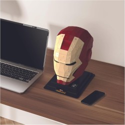 4D Puzzle - Kit di Modellismo per Puzzle 3D Marvel di Iron Man da 96 pezzi con Supporto, Elmo di Iron Man Decorazione da Tavolo