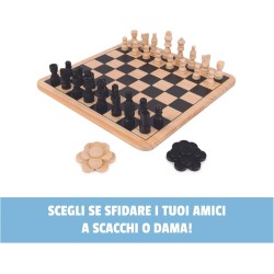 Editrice Giochi - Giochi da Tavolo Classici, Scacchi Dama e Tris, Scacchiera in Legno 3 in 1, Scacchiera Professionale