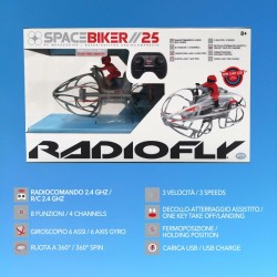 ODS - Radiofly, Space Biker // 25, Drone per Bambini con Giroscopio e Fermoposizione, Radiocomando 2.4 Ghz, 8 Funzioni, 3 Veloci