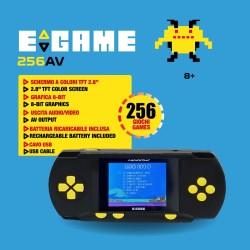 ODS - Radiocom Egame 256 Av, Console di Gioco Portatile, Schermo a Colori TFT da 2,8" Grafica 8-bit, Batteria Ricaricabile, 16 x