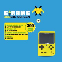 ODS - Radiocom Egame 300 Big Screen, Console di Gioco Portatile, Schermo a Colori TFT da 2,8" Grafica 16-bit, Batteria Ricaricab