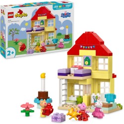 LEGO - DUPLO 10433 La Casa del Compleanno di Peppa Pig, Giochi Creativi con 3 Personaggi, Orsacchiotto Giocattolo e Torta di Com