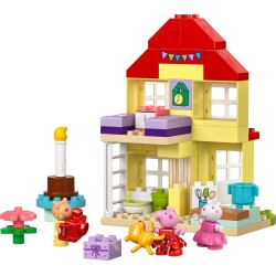 LEGO - DUPLO 10433 La Casa del Compleanno di Peppa Pig, Giochi Creativi con 3 Personaggi, Orsacchiotto Giocattolo e Torta di Com