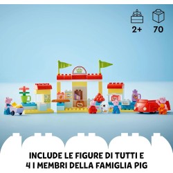 LEGO - DUPLO 10434 Il Supermercato di Peppa Pig con 4 Personaggi, Set con Macchina Giocattolo e Negozio da Costruire in Mattonci