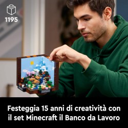 LEGO - 21265 Minecraft Banco da Lavoro, Set di Avventura per Festeggiare il 15° Anniversario del Videogioco, Modellino da Costru