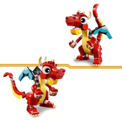 LEGO - Creator 31145 3 in 1 Drago Rosso, Giochi per Bambini e Bambine da 6 Anni Fan degli Animali, Action Figure Ricostruibile i