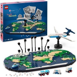 LEGO - Family 41838 Momenti di Viaggio, Mappa del Mondo Giocattolo con Aereo da Costruire e Supporto Foto, Gadged Idea Regalo