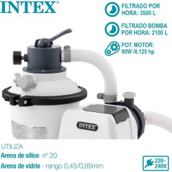 Intex 26642 Pompa a Sabbia, Flusso d Acqua 3.500 l/h, Flusso di Sistema 2.000 l/h