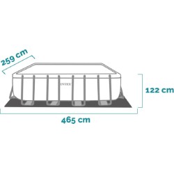 Intex – Piscina Prisma Frame 400x200x122cm Fuori Terra Rettangolare, Pompa Filtro,Scaletta, PVC Grigio, 26790